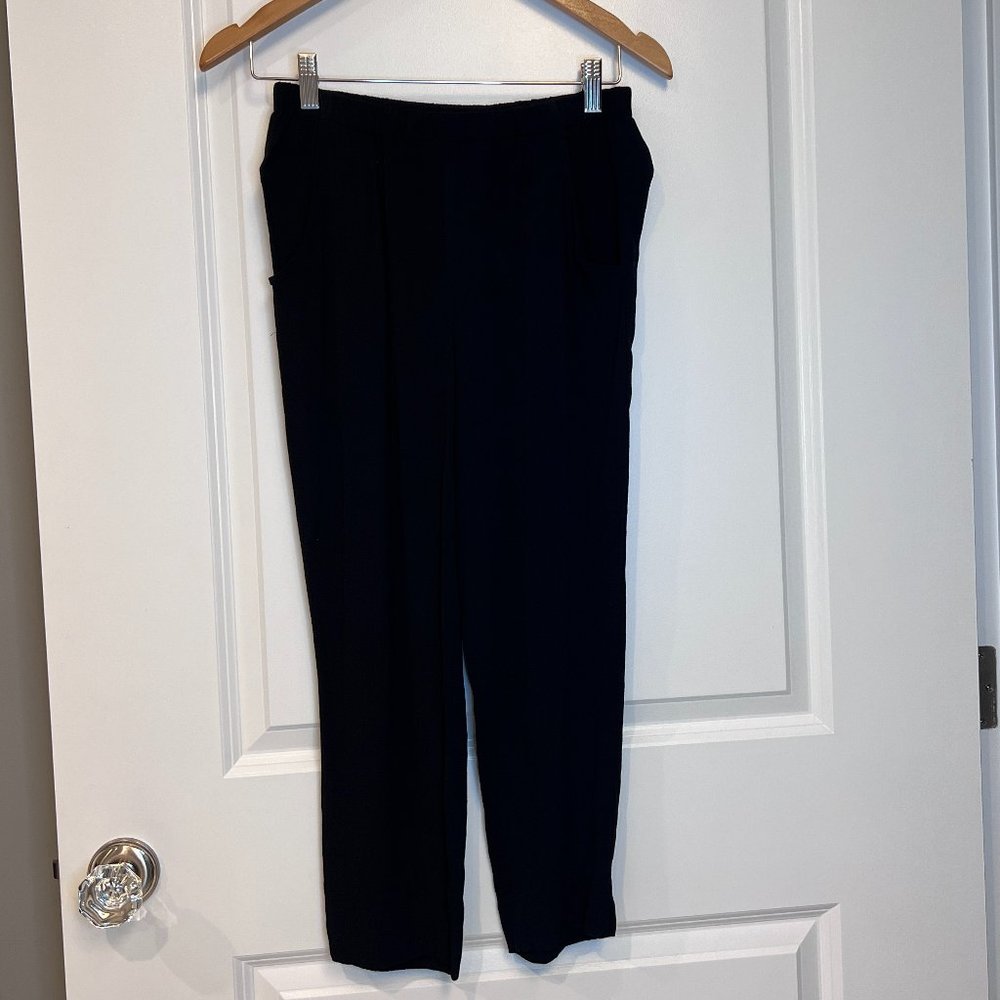 Black Women's Pants Elastic Waist Pockets